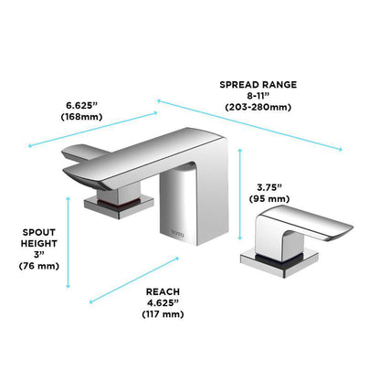TOTO GR Polished Chrome 1.2 GPM Two-Handle Widespread Bathroom Sink Faucet With Drain Assembly