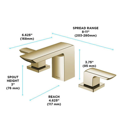 TOTO GR Polished French Gold 1.2 GPM Two-Handle Widespread Bathroom Sink Faucet With Drain Assembly