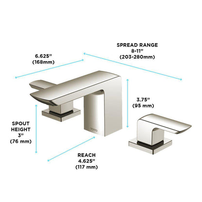 TOTO GR Polished Nickel 1.2 GPM Two-Handle Widespread Bathroom Sink Faucet With Drain Assembly