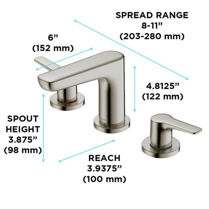 TOTO GS Brushed Nickel 1.2 GPM Two-Handle Widespread Bathroom Sink Faucet With Drain Assembly