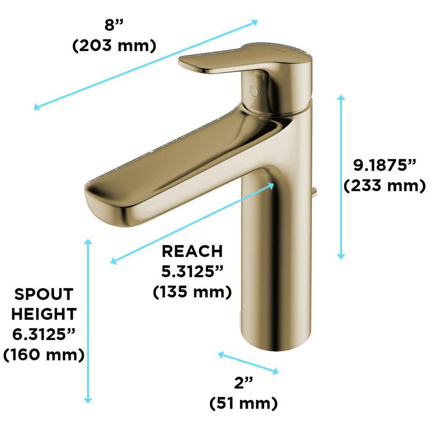 TOTO GS Polished French Gold 1.2 GPM Single-Handle Semi-Vessel Bathroom Sink Faucet With Comfort Glide