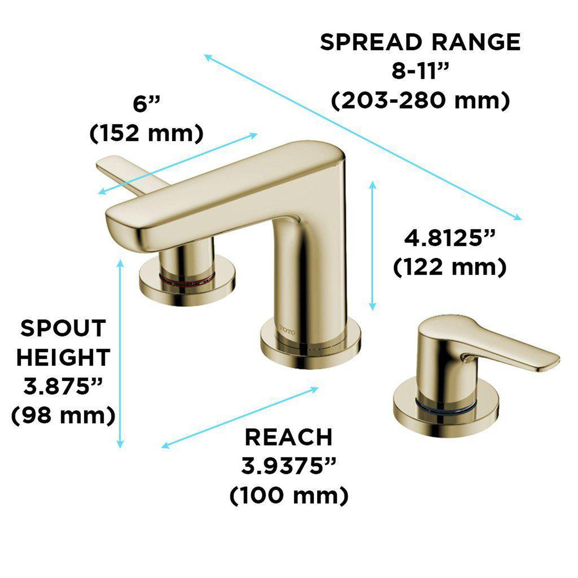 TOTO GS Polished French Gold 1.2 GPM Two-Handle Widespread Bathroom Sink Faucet With Drain Assembly