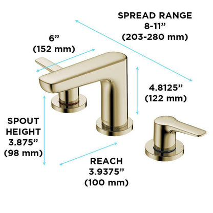 TOTO GS Polished French Gold 1.2 GPM Two-Handle Widespread Bathroom Sink Faucet With Drain Assembly