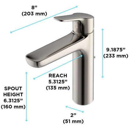 TOTO GS Polished Nickel 1.2 GPM Single-Handle Semi-Vessel Bathroom Sink Faucet With Comfort Glide