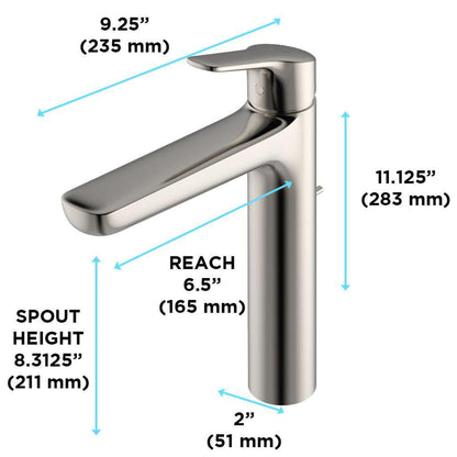 TOTO GS Polished Nickel 1.2 GPM Single-Handle Vessel Bathroom Sink Faucet With Comfort Glide