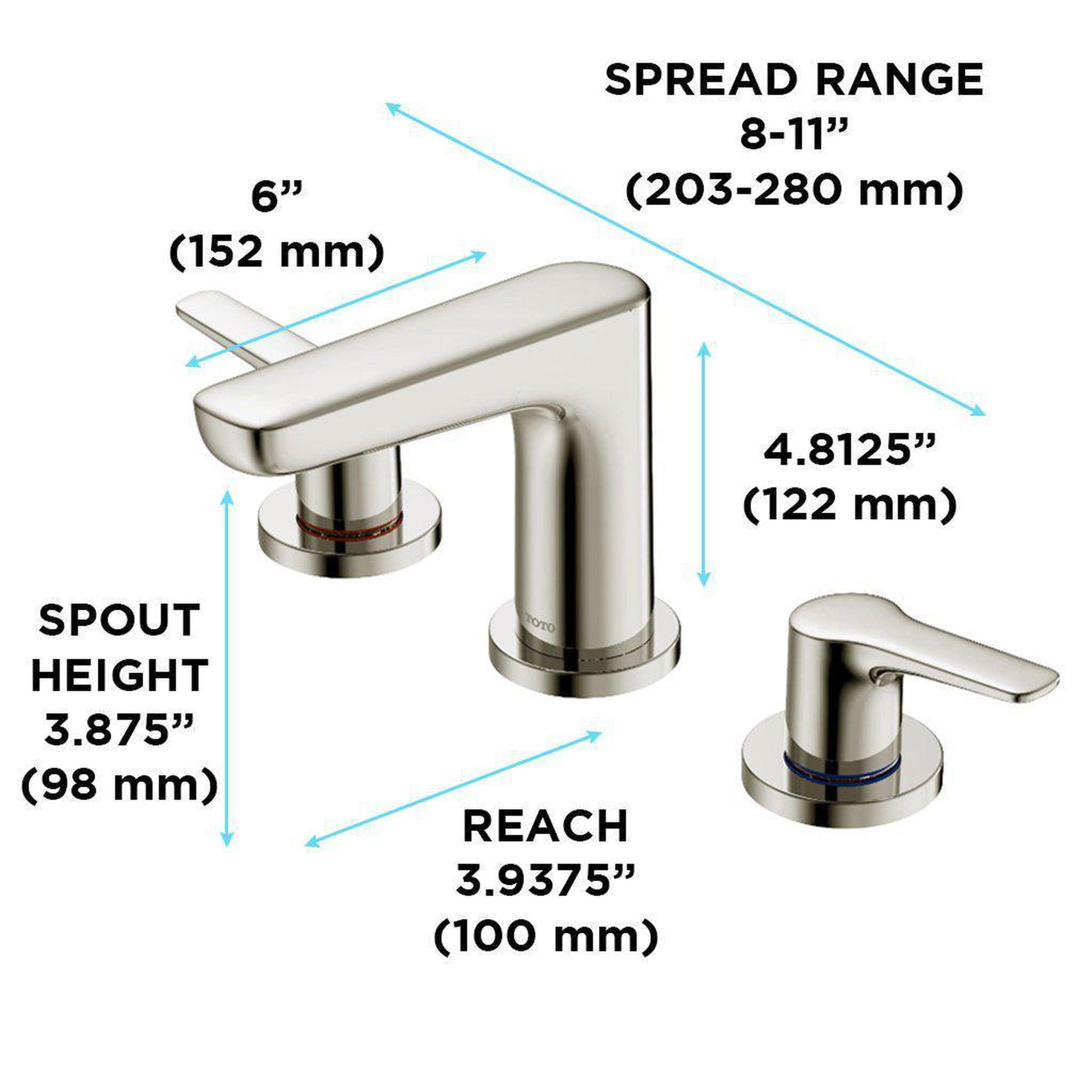 TOTO GS Polished Nickel 1.2 GPM Two-Handle Widespread Bathroom Sink Faucet With Drain Assembly