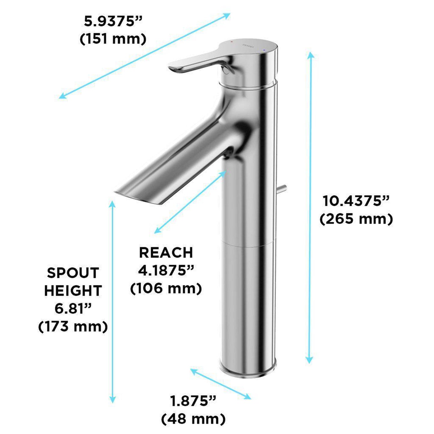 TOTO LB Polished Chrome 1.2 GPM Single-Handle Semi-Vessel Bathroom Sink Faucet