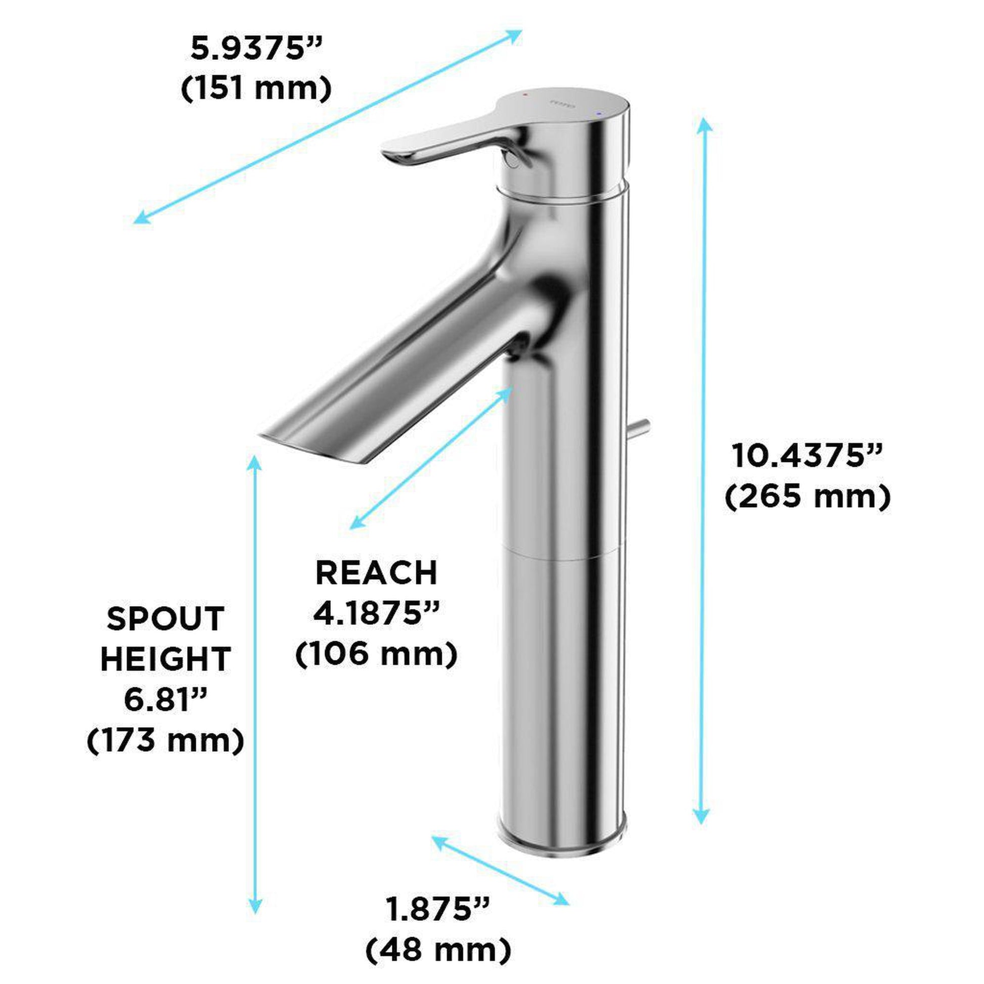TOTO LB Polished Chrome 1.2 GPM Single-Handle Semi-Vessel Bathroom Sink Faucet
