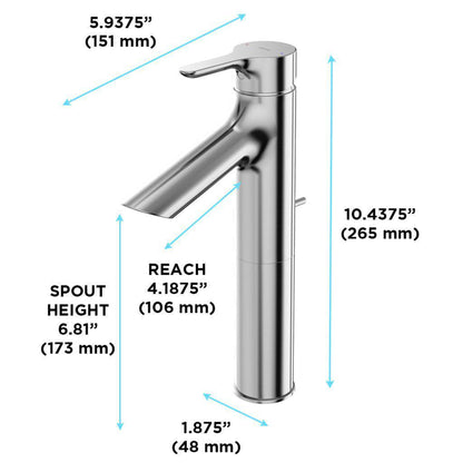 TOTO LB Polished Chrome 1.2 GPM Single-Handle Semi-Vessel Bathroom Sink Faucet