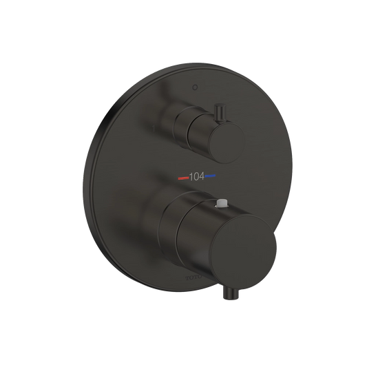 TOTO Matte Black Round Thermostatic Mixing Valve With 2-Way Diverter Trim