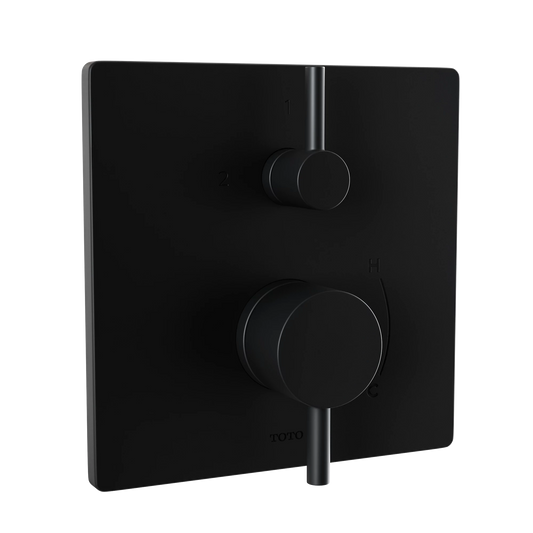 TOTO Matte Black Square Pressure Balance Valve With Diverter Trim