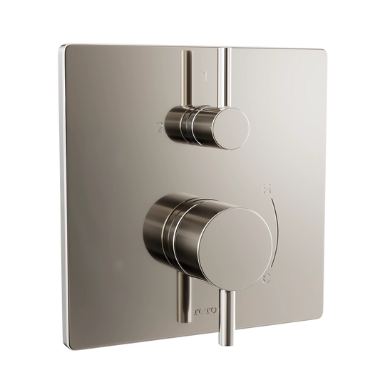 TOTO Polished Nickel Square Pressure Balance Valve With Diverter Trim