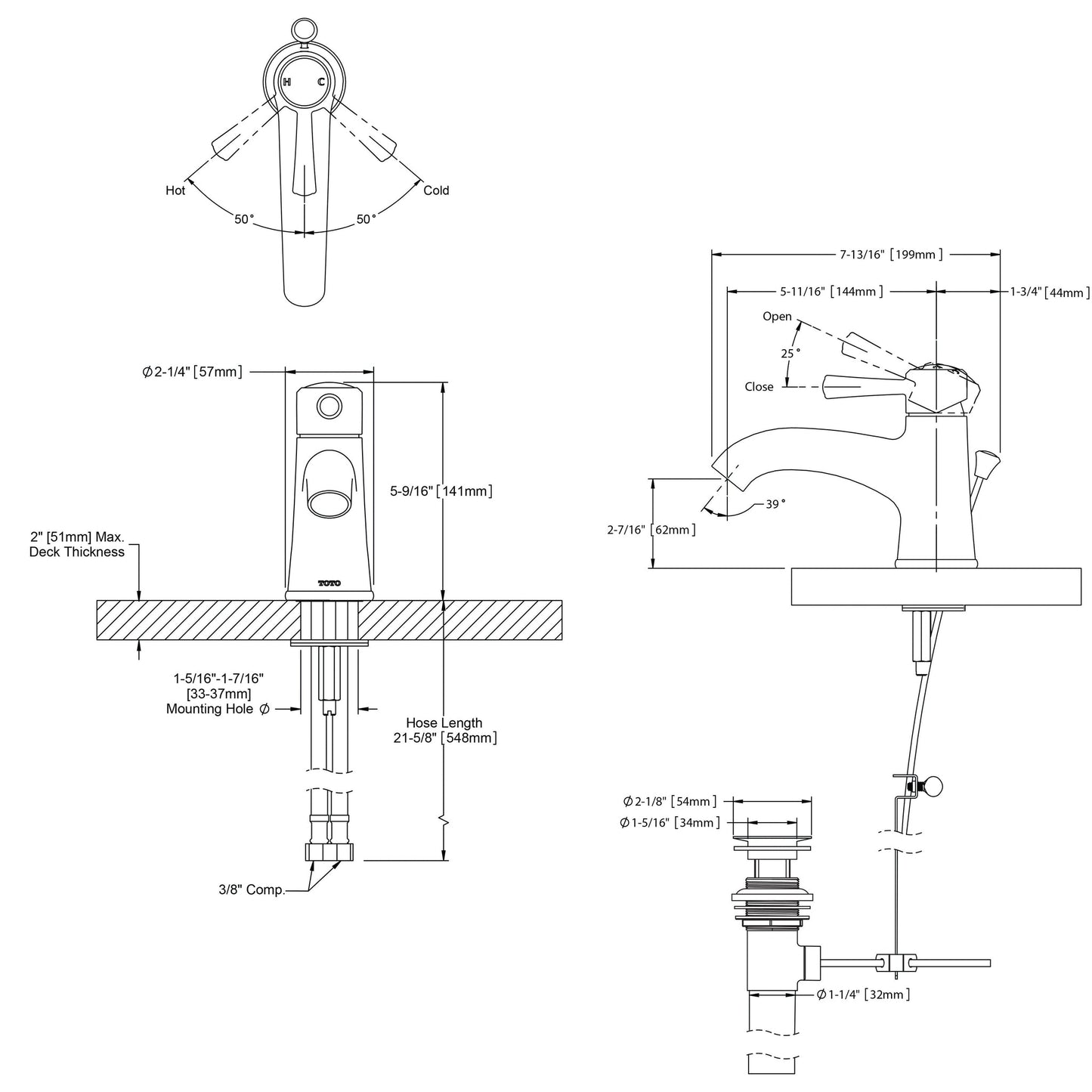 TOTO Silas Brushed Nickel 1.2 GPM Single Handle Bathroom Lavatory Faucet With Drain Assembly