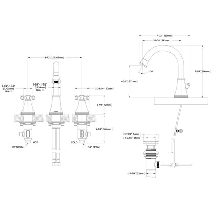 TOTO Vivian Brushed Nickel 1.2 GPM Double Handle Widespread Bathroom Lavatory Faucet With Cross Handles