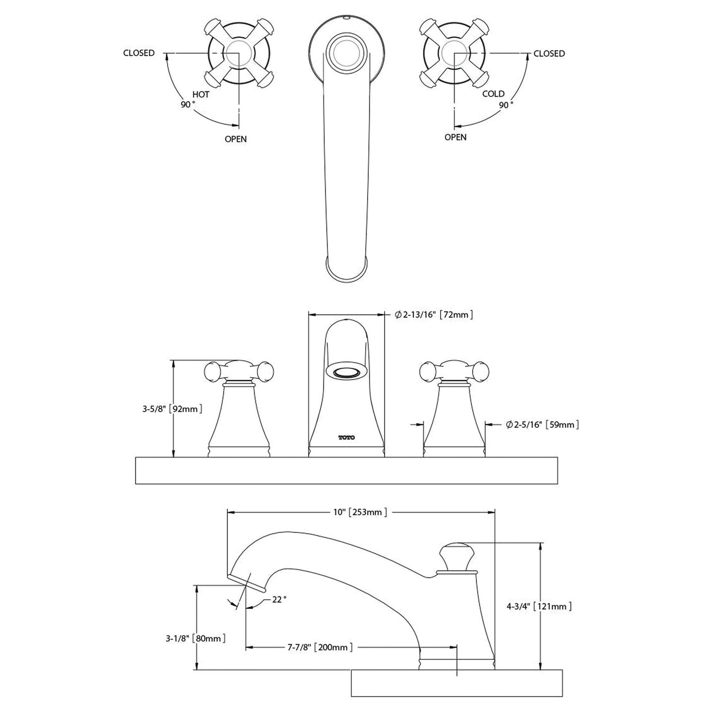 TOTO Vivian Polished Chrome 1.5 GPM Double Handle Deck-Mounted Roman Tub Faucet Trim With Diverter