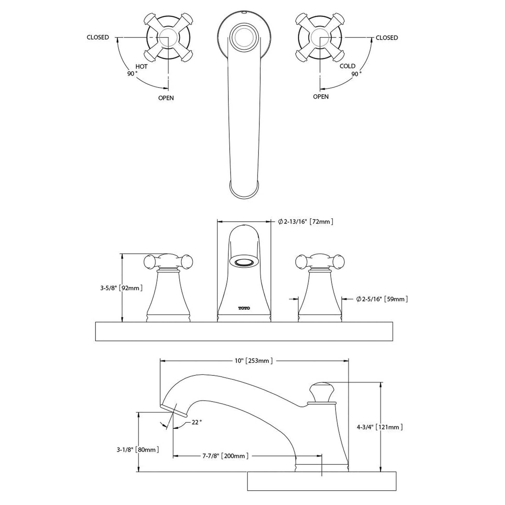 TOTO Vivian Polished Chrome 1.5 GPM Double Handle Deck-Mounted Roman Tub Faucet Trim With Diverter