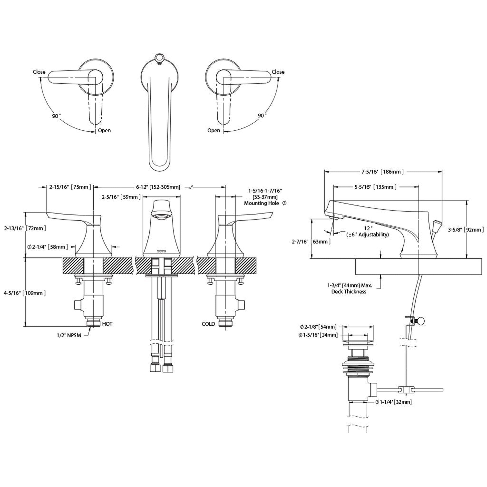 TOTO Wyeth Polished Nickel 1.5 GPM Double Handle Widespread Bathroom Lavatory Faucet With Drain Assembly