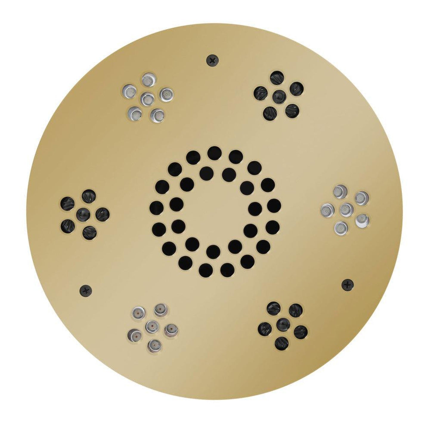 ThermaSol 10" Polished Brass Finish Round Serenity Essential Light and Music System Modern