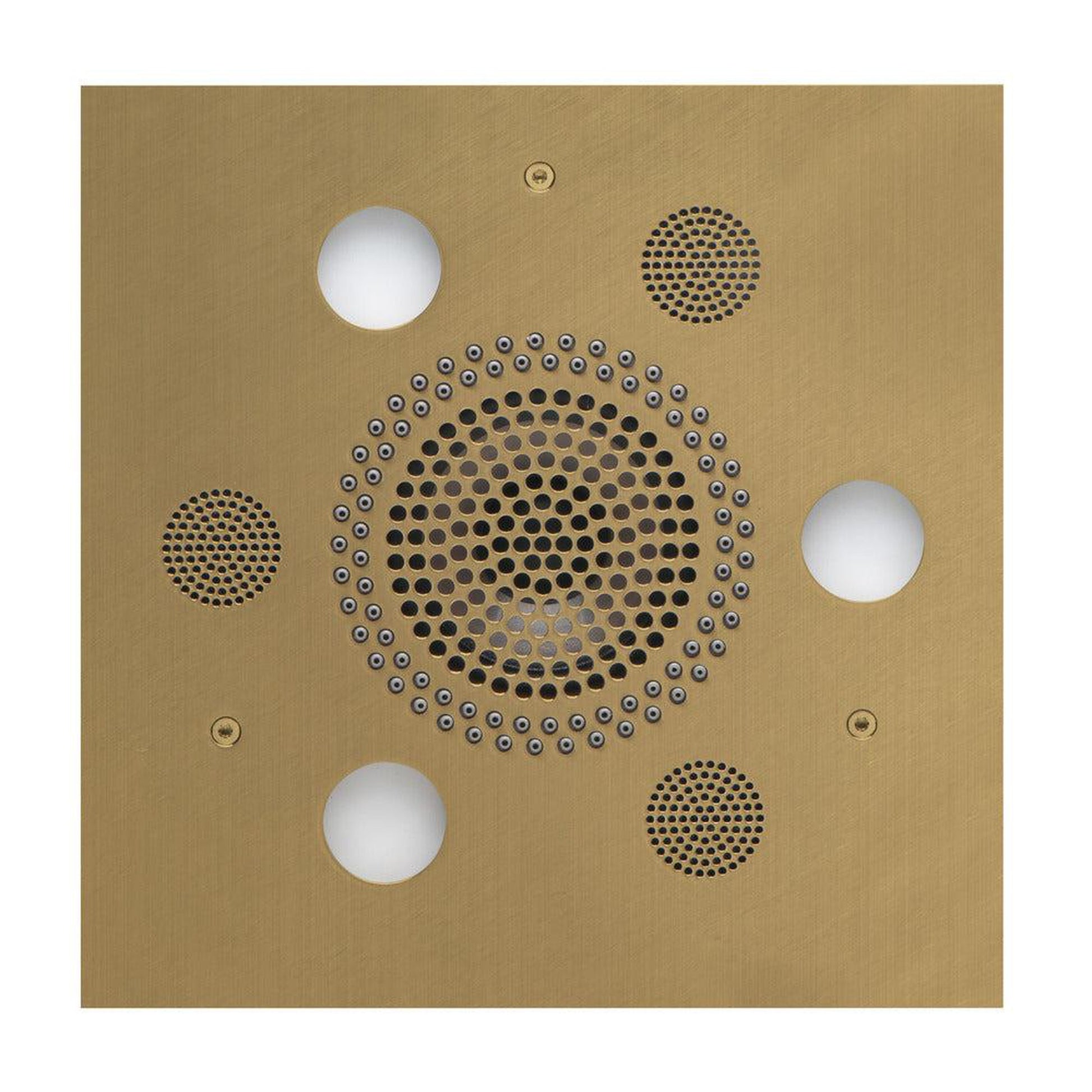 ThermaSol 10" x 10" Satin Brass Finish Square Serenity Advanced Light, Sound and Rain System