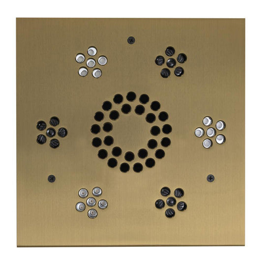 ThermaSol 10" x 10" Satin Brass Finish Square Serenity Essential Light and Music System Modern