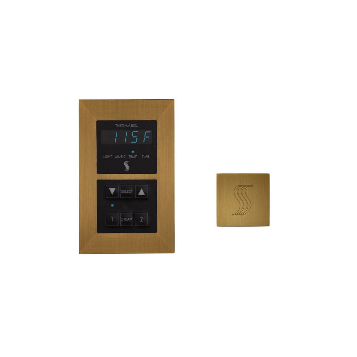 ThermaSol Antique Brass Finish Recessed Signature Control with Square SteamVection