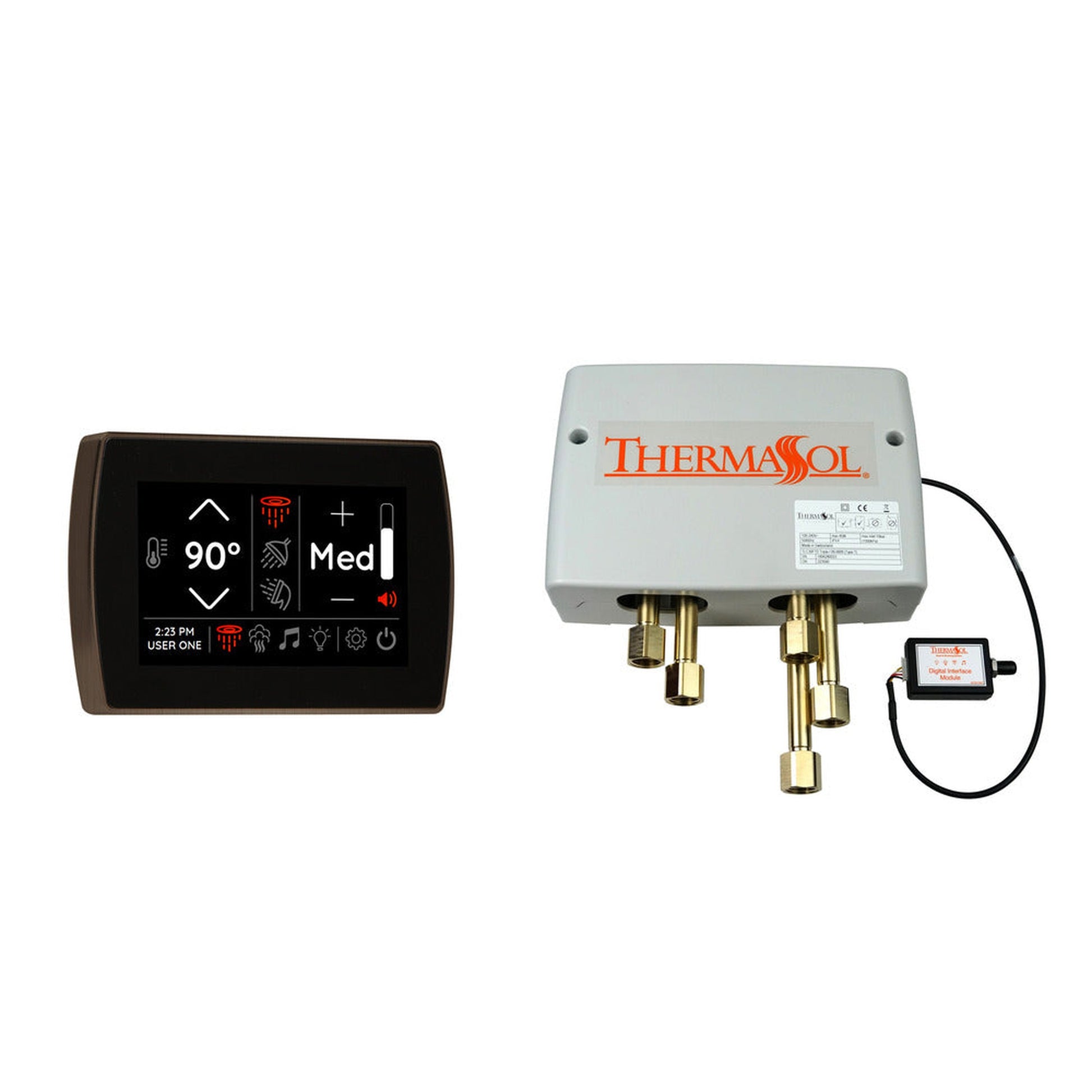 ThermaSol Antique Copper Finish Digital Shower Valve and 5" Flushmount SignaTouch Package