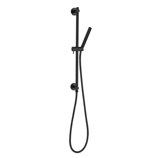 ThermaSol Matte Black Finish Round Shower Rail, Hose, and Wand Kit