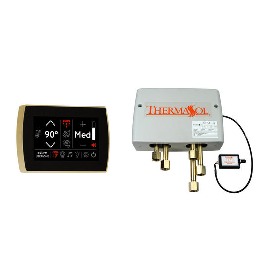 ThermaSol Polished Brass Finish Digital Shower Valve and 5" Flushmount SignaTouch Package