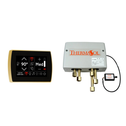ThermaSol Polished Gold Finish Digital Shower Valve and 5" Flushmount SignaTouch Package