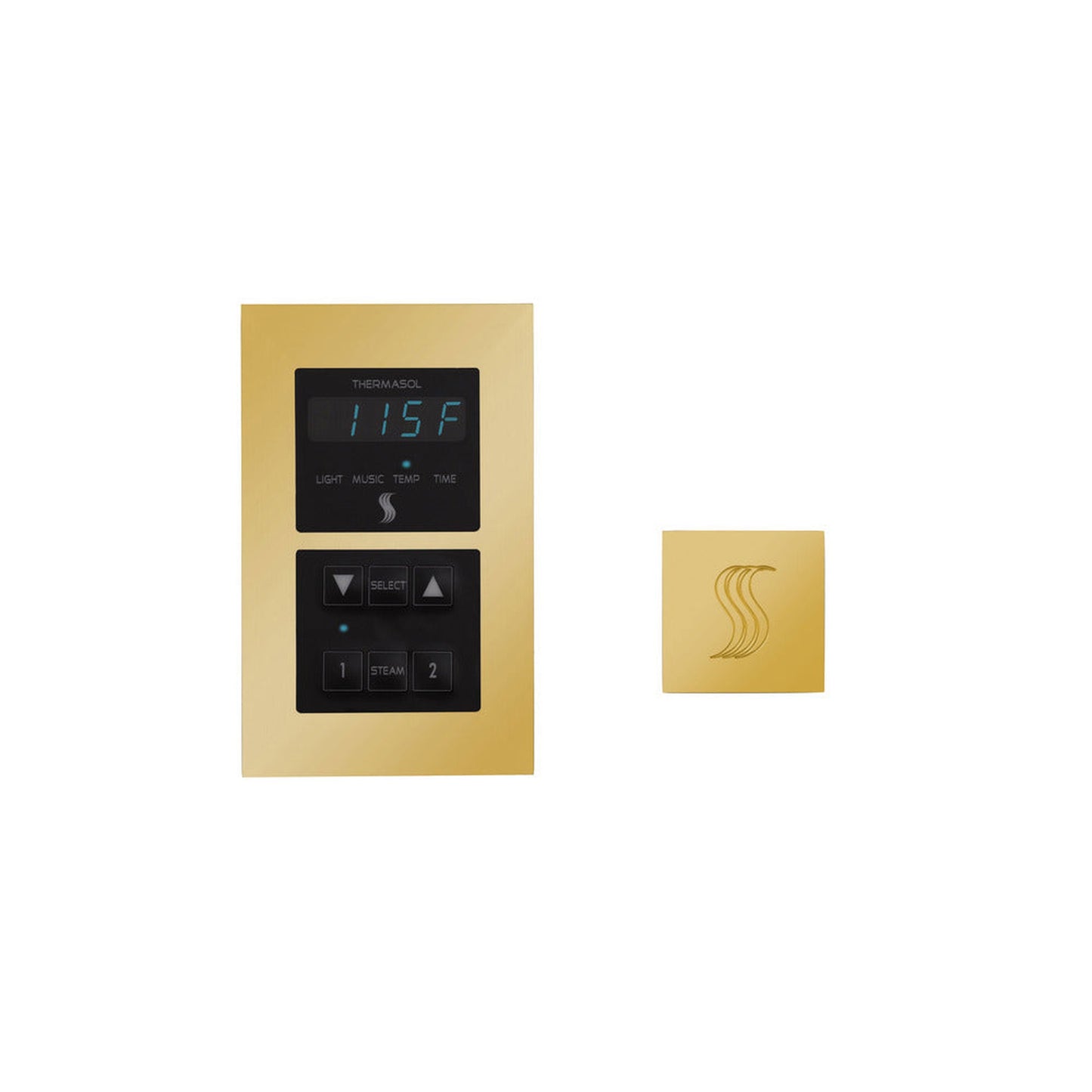 ThermaSol Polished Gold Finish Recessed Signature Control with Square SteamVection
