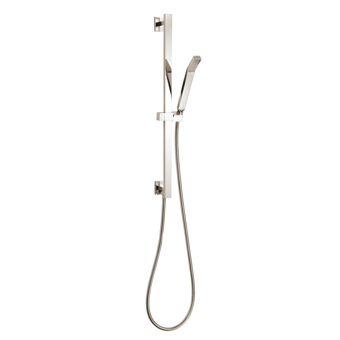 ThermaSol Polished Nickel Finish Square Shower Rail, Hose, and Wand Kit