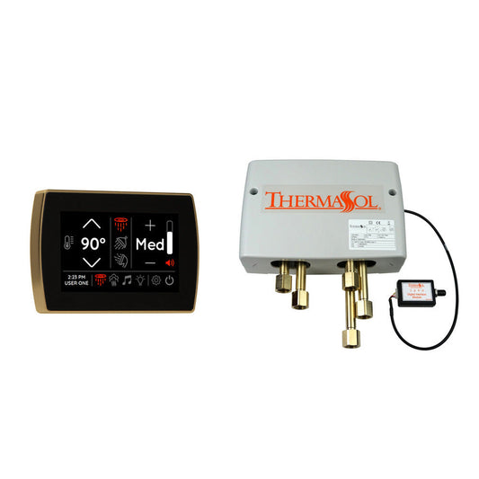 ThermaSol Satin Brass Finish Digital Shower Valve and 5" Flushmount SignaTouch Package