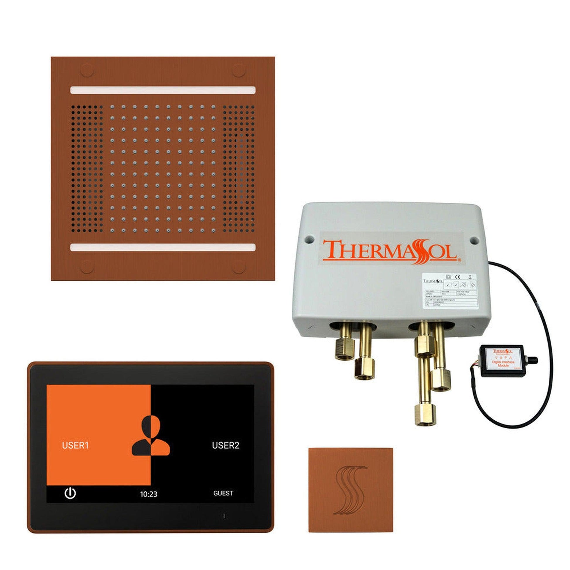 ThermaSol The Total Wellness Antique Copper Finish Hydrovive14 Package with 10" ThermaTouch and Square SteamVection