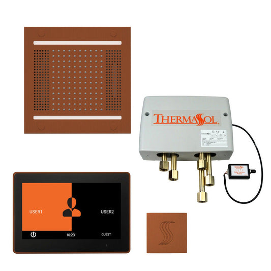 ThermaSol The Total Wellness Antique Copper Finish Hydrovive14 Package with 10" ThermaTouch and Square SteamVection