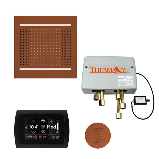 ThermaSol The Total Wellness Antique Copper Finish Hydrovive14 Package with 5" Flushmount SignaTouch and Round SteamVection