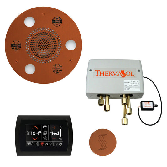 ThermaSol The Total Wellness Antique Copper Finish Serenity Advancedd Round Package with 5" Flushmount SignaTouch and Round SteamVection