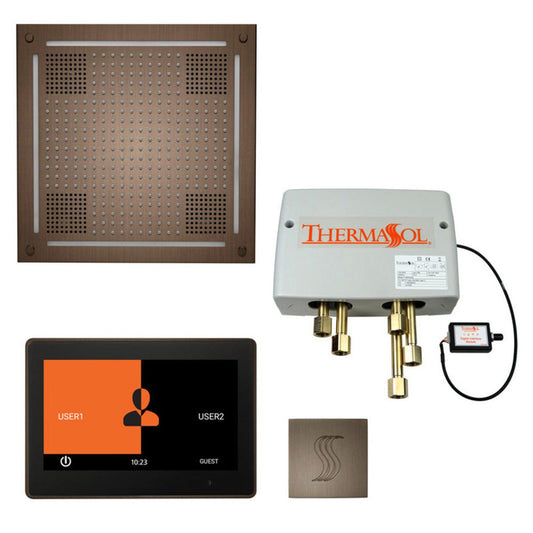 ThermaSol The Total Wellness Antique Nickel Finish Hydrovive Package with 10" ThermaTouch and Square SteamVection
