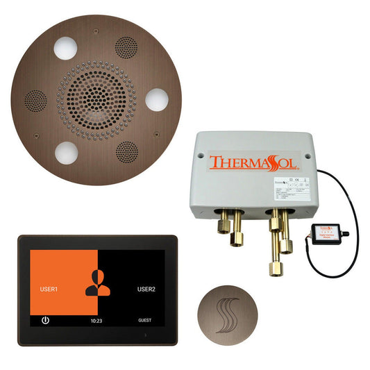 ThermaSol The Total Wellness Antique Nickel Finish Serenity Advanced Round Package with 10" ThermaTouch and Round SteamVection