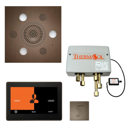 ThermaSol The Total Wellness Antique Nickel Finish Serenity Advanced Square Package with 10" ThermaTouch and Square SteamVection