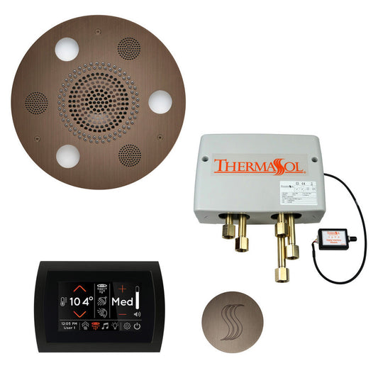 ThermaSol The Total Wellness Antique Nickel Finish Serenity Advancedd Round Package with 5" Flushmount SignaTouch and Round SteamVection