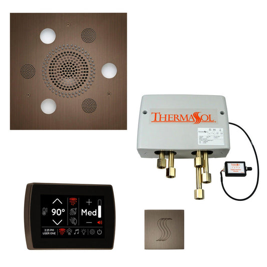 ThermaSol The Total Wellness Antique Nickel Finish Serenity Advancedd Square Package with 5" Recessed SignaTouch and Square SteamVection