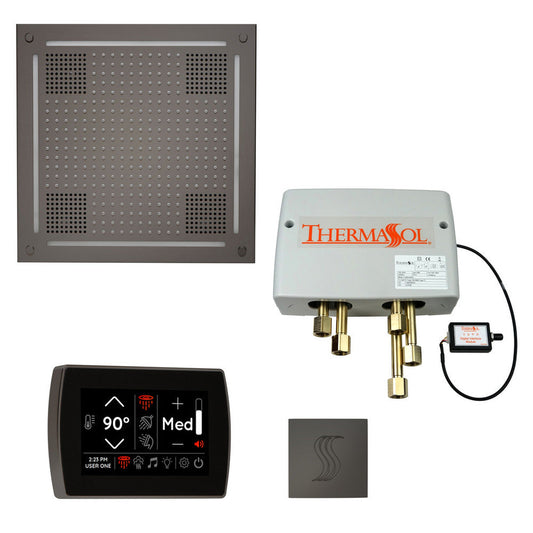 ThermaSol The Total Wellness Black Nickel Finish Hydrovive Package with 5" Recessed SignaTouch and Square SteamVection