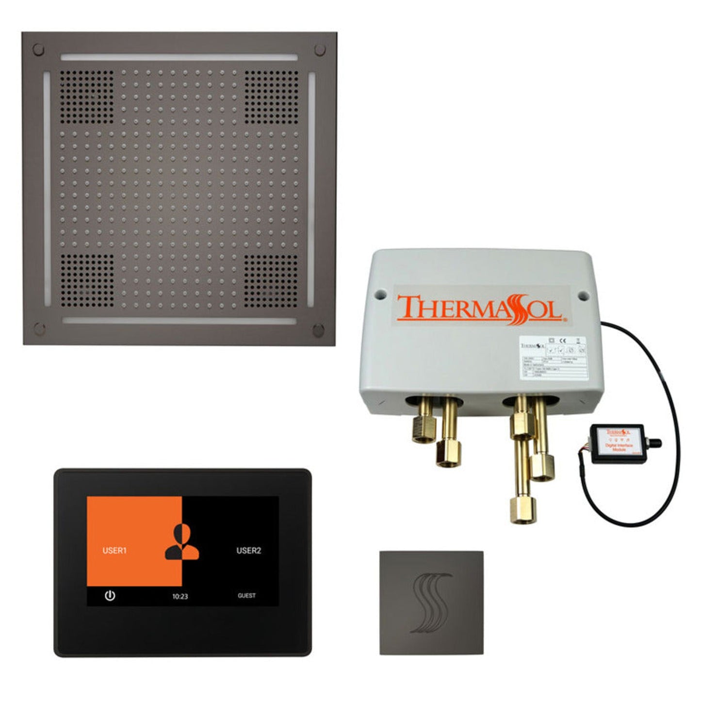 ThermaSol The Total Wellness Black Nickel Finish Hydrovive Package with 7" ThermaTouch and Square SteamVection