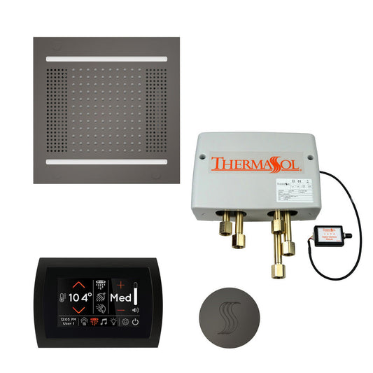 ThermaSol The Total Wellness Black Nickel Finish Hydrovive14 Package with 5" Flushmount SignaTouch and Round SteamVection