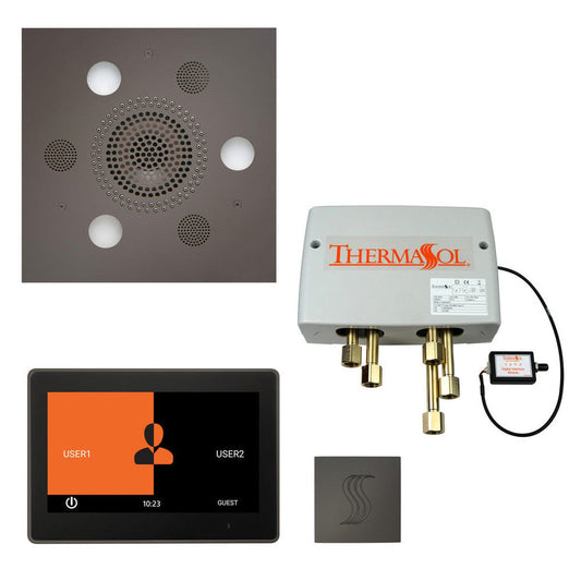 ThermaSol The Total Wellness Black Nickel Finish Serenity Advanced Square Package with 10" ThermaTouch and Square SteamVection