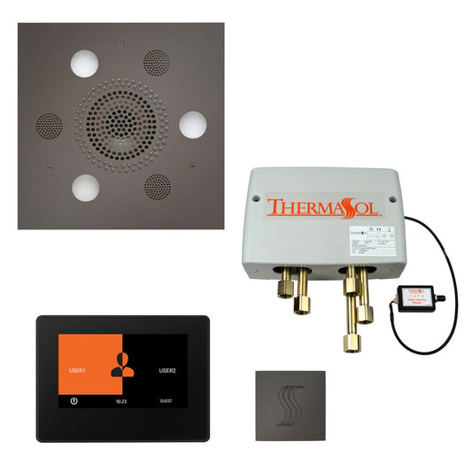 ThermaSol The Total Wellness Black Nickel Finish Serenity Advanced Square Package with 7" ThermaTouch and Square SteamVection