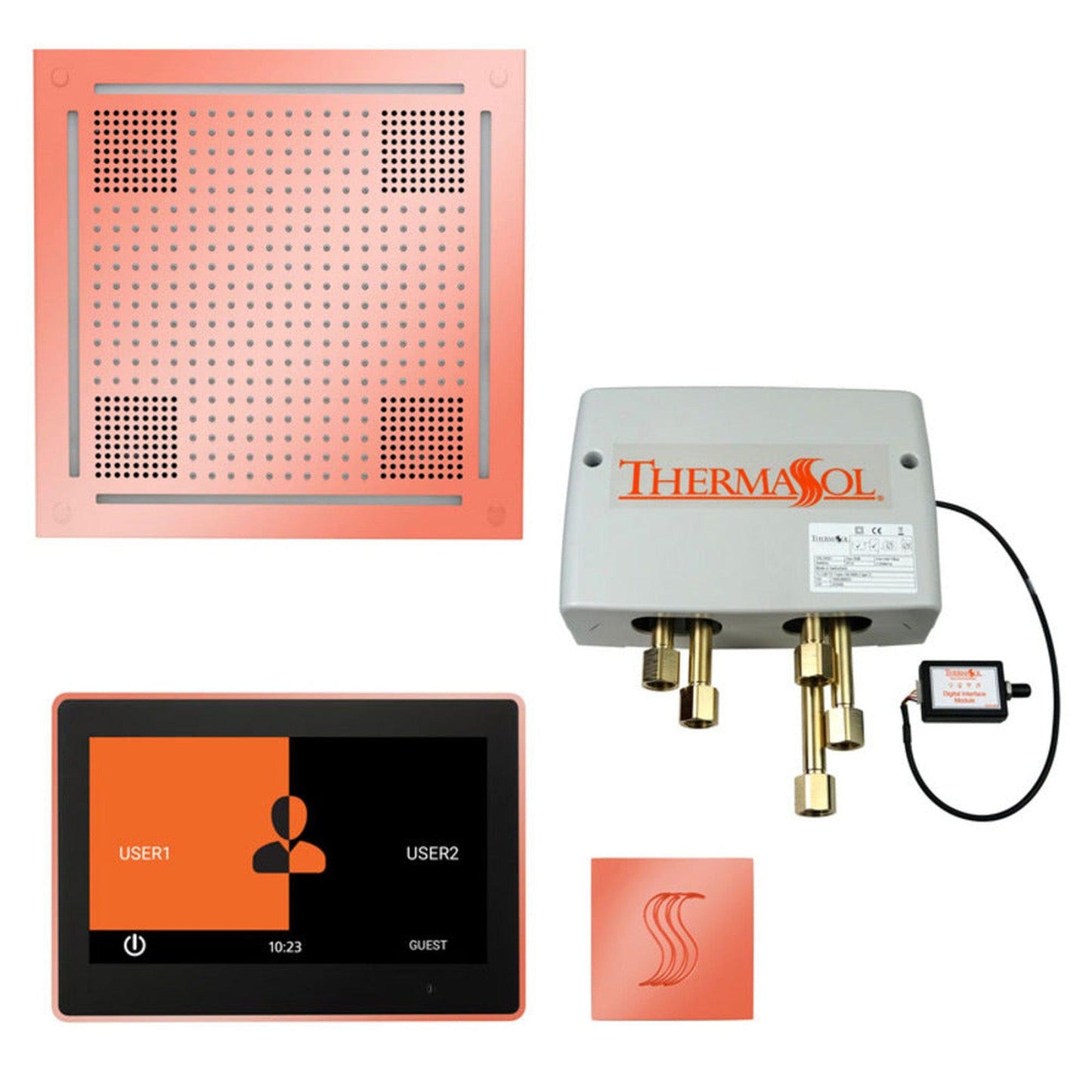 ThermaSol The Total Wellness Copper Finish Hydrovive Package with 10" ThermaTouch and Square SteamVection