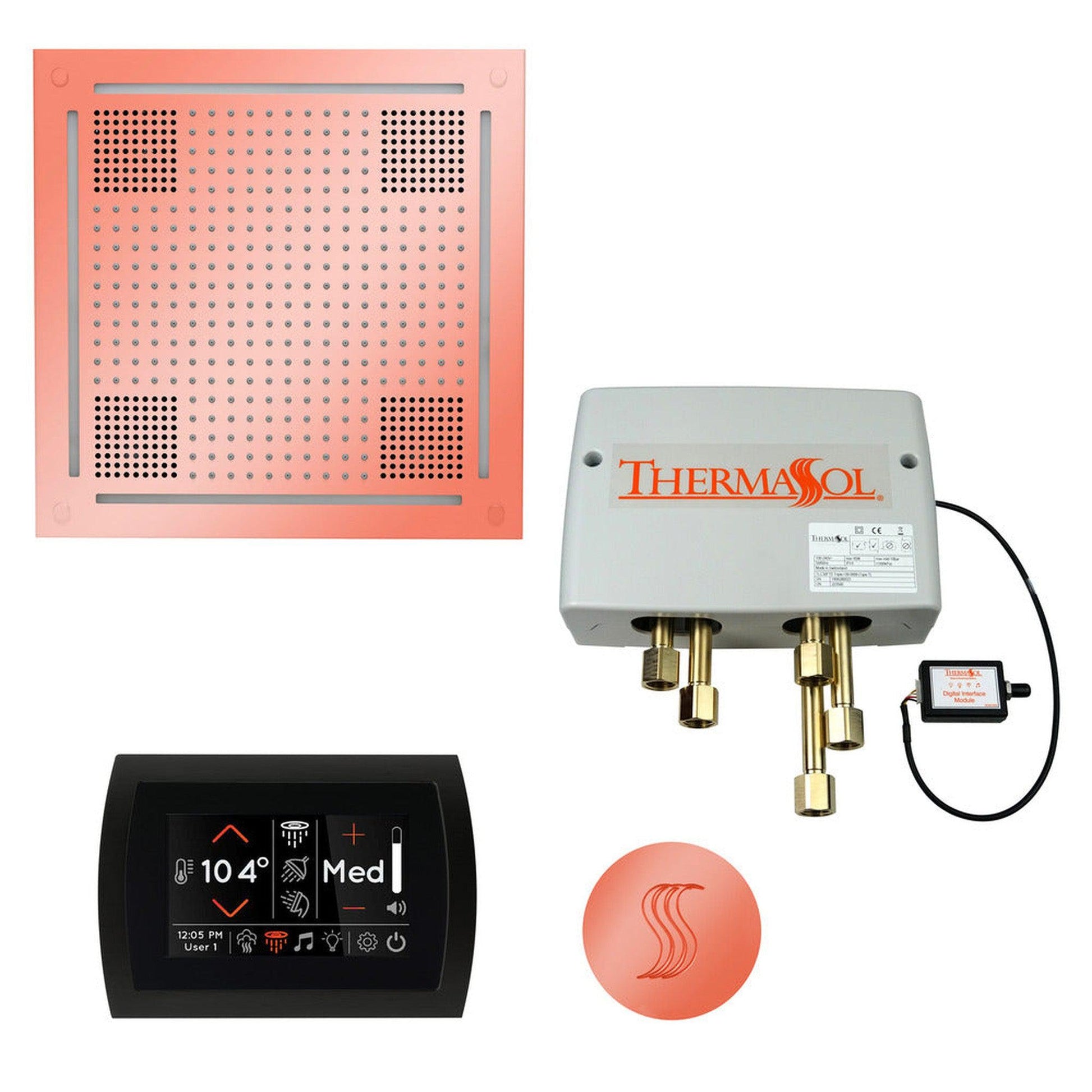 ThermaSol The Total Wellness Copper Finish Hydrovive Package with 5" Flushmount SignaTouch and Round SteamVection