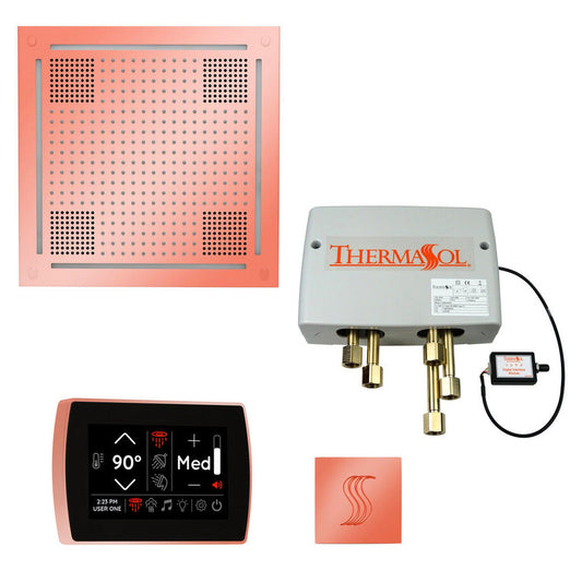 ThermaSol The Total Wellness Copper Finish Hydrovive Package with 5" Recessed SignaTouch and Square SteamVection