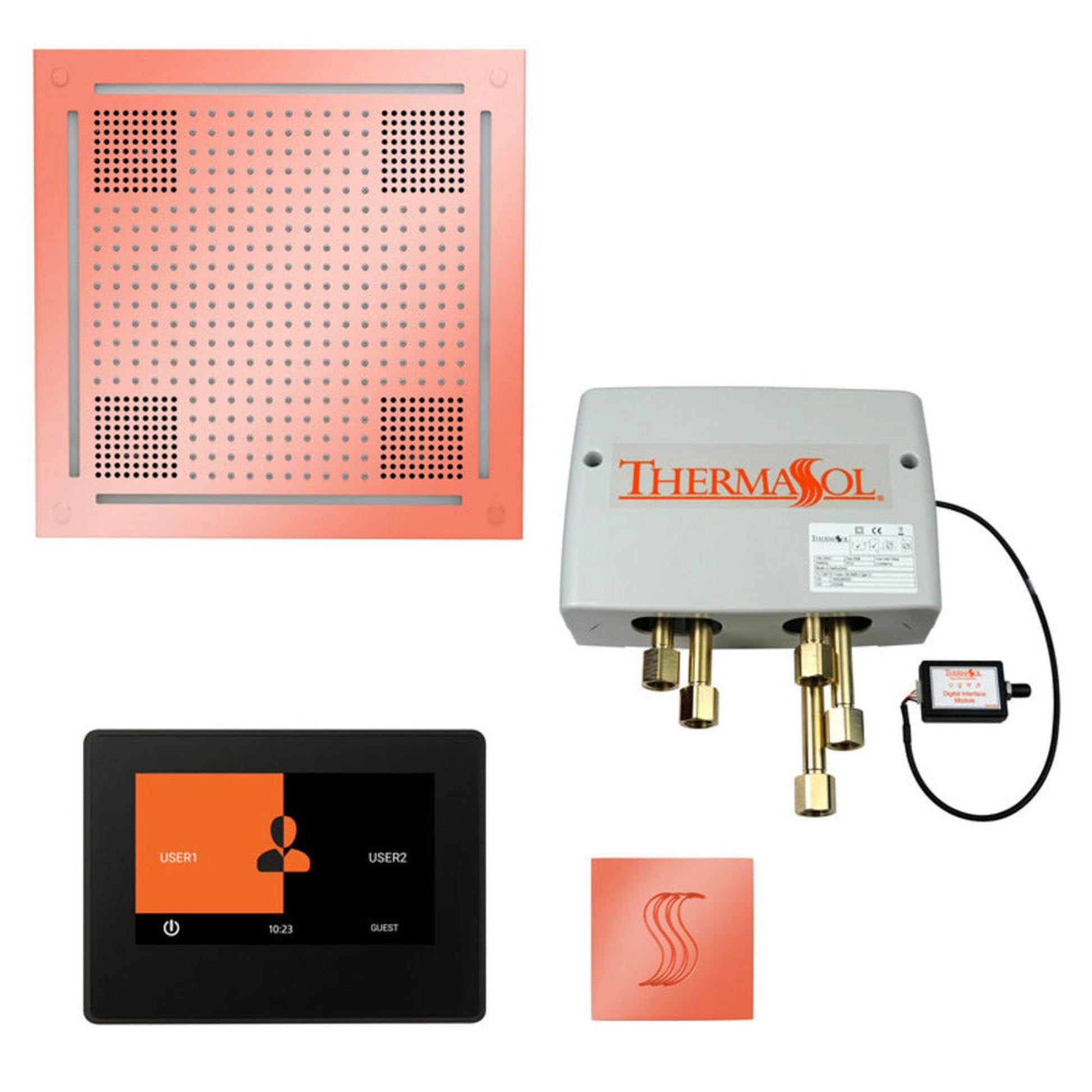 ThermaSol The Total Wellness Copper Finish Hydrovive Package with 7" ThermaTouch and Square SteamVection